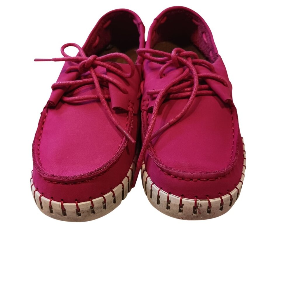 Bernie Mev TW41 Hot Pink Boat Leather Shoes NIB
